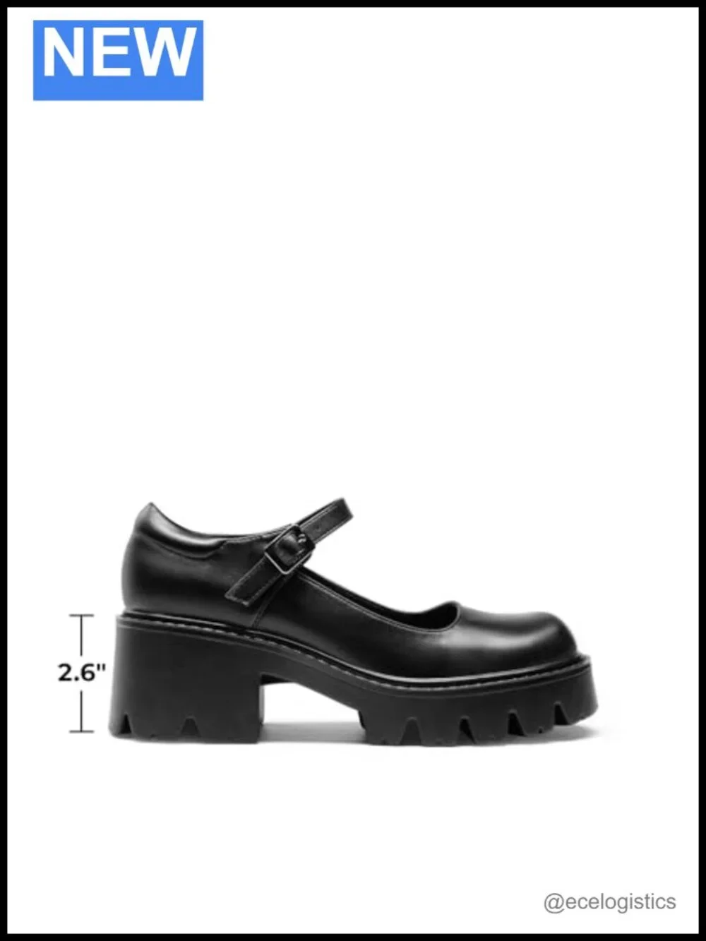 Chunky Platform Mary Jane Pumps with Buckle Strap Round Toe 2.6